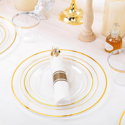 WELLIFE 350PCS Clear-Gold Plastic Plates - Image 9