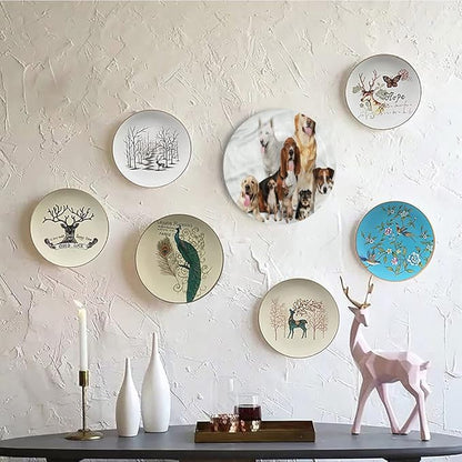 Ceramic Display Plate, Dog Lover Ceramic Hanging Decorative Plate, House Pet Photo Shoot, 8 Inch, Household Custom Ceramic Plate, Multicolor