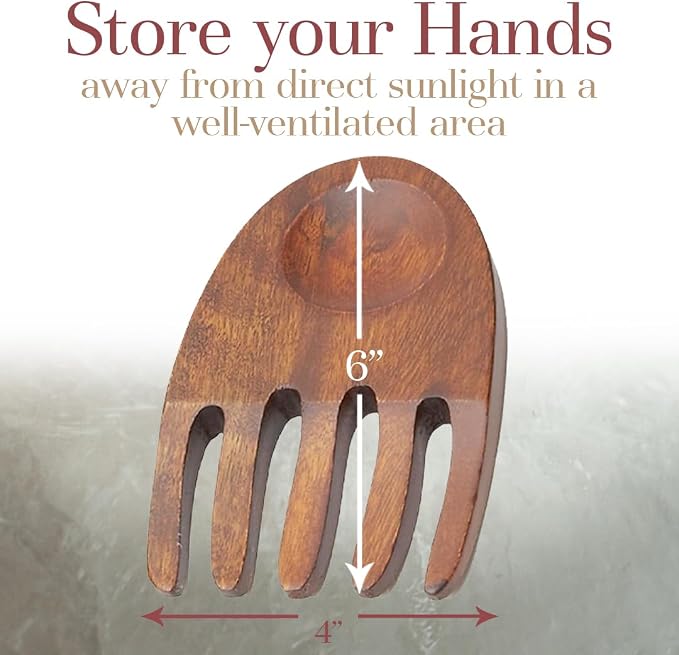Woodard & Charles Wood Salad Hands Servers, Cherry Stain, 4 PACK | Pack of 4 - Image 6