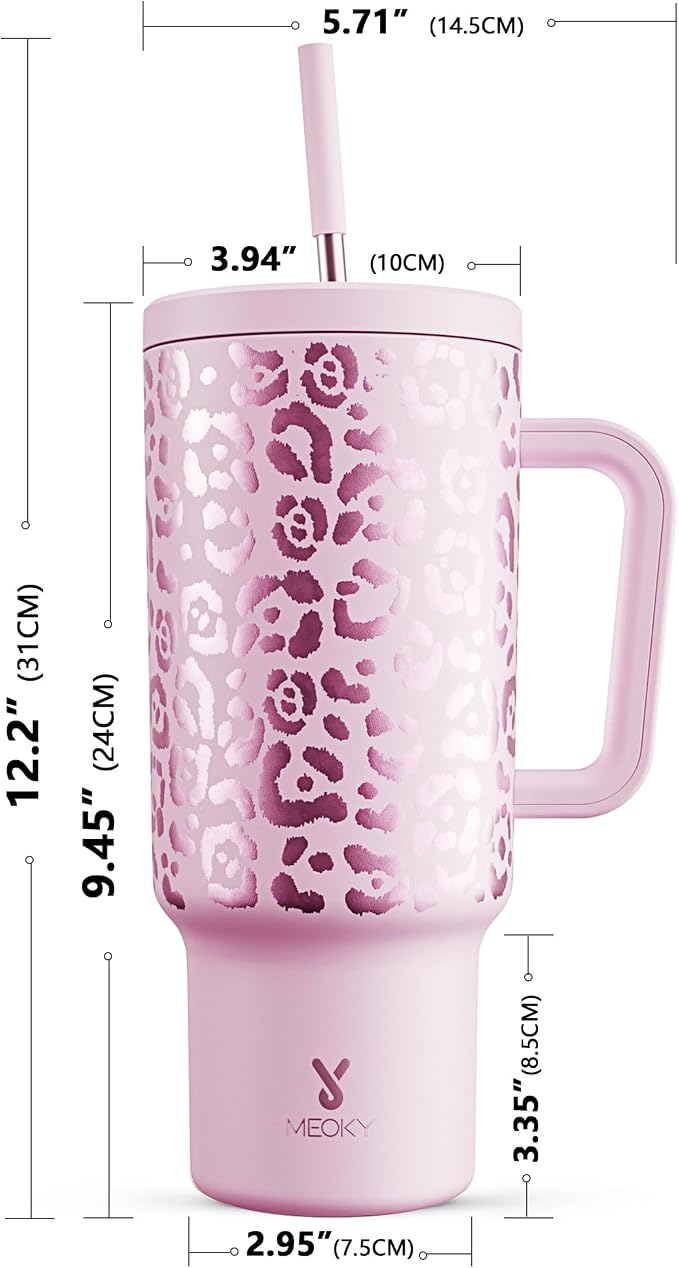 Meoky 40 oz Tumbler with Handle and Straw, Tumbler with Lid and Straw, - Image 6