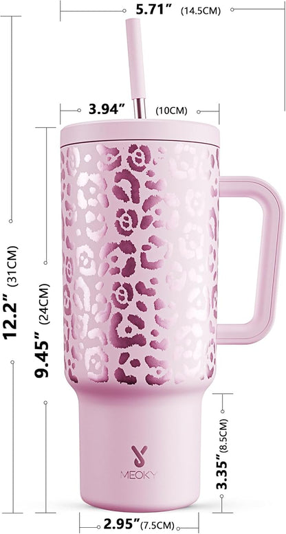 Meoky 40 oz Tumbler with Handle and Straw, Tumbler with Lid and Straw, - Image 6