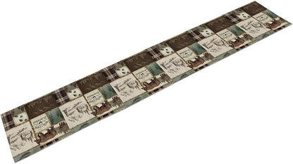 Rustic Cabin Bear Table Runner, Vintage Cottage Country Style Pine Tree Elk - Image 7
