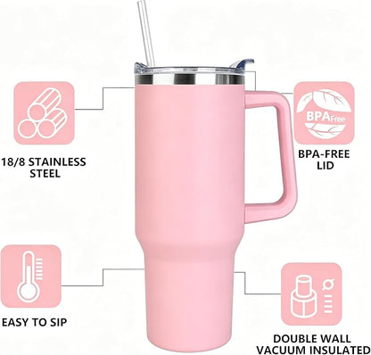 SYACOT 40 oz Tumbler with Handle and Straw Stainless Steel Insulated Tumbler - Image 2