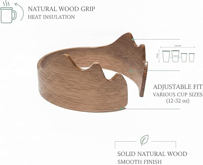 Office Desk & Home Coffee Station Accessory, Wooden Cup Sleeve - Image 5