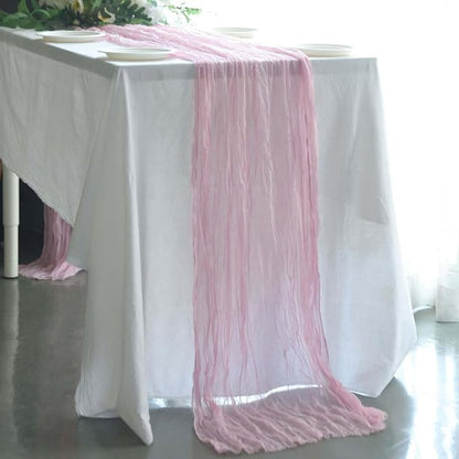 Efavormart 10ft Pink Gauze Table Runner by efavormart