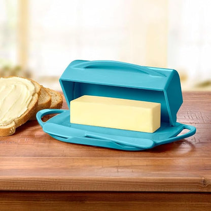 Flip Top Butter Dish with Attached Lid & Matching Knife - Image 2