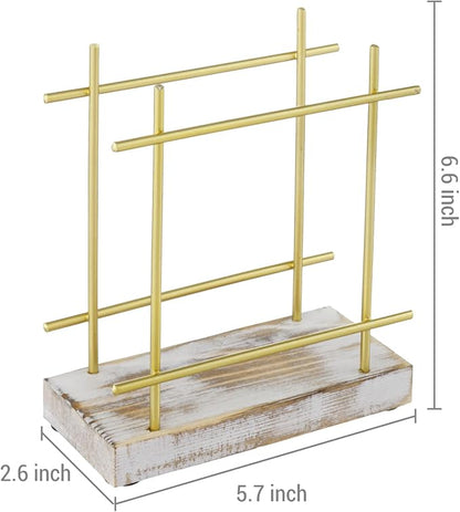MyGift Shabby Whitewashed Wood Base Napkin Holders, Brass-Tone Metal Dispenser - Image 4