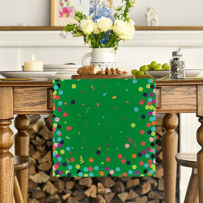 Artoid Mode Polka Dot Green Happy Birthday Table Runner, Seasonal Christmas - Image 2