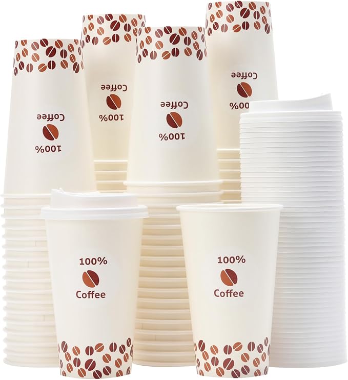 Tamone 100 PACK 16OZ Disposable Coffee Cups by InjectingCreativityandBeautyintoModernLife