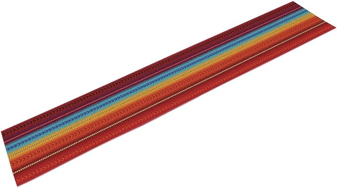 YCness Mexican Table Runner Striped Mexican Poncho Pattern Traditional National - Image 9