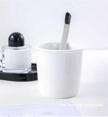 Ceramic household toothbrush cup, 300ml large capacity | Minimalist handle-less - Image 3