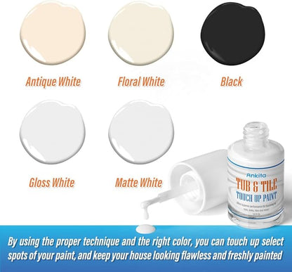 Specialty Tub and Tile Paint, High-Gloss Bathtub Paint White, Quick-Dry Porcelain paint for Scratches & Chips on Fiberglass, Porcelain, Acrylic, Enamel, Cast Iron, Bathtubs, Tiles, Sinks and Toilets(White)