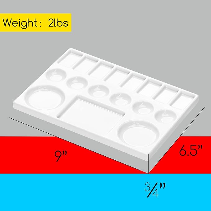 MEEDEN Studio Ceramic Paint Palette, Porcelain Watercolor Palette - Image 2