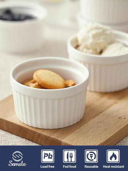 8 oz Ramekins Set of 6, Porcelain Ramekins Oven Safe, Small Souffle Dishes - Image 4