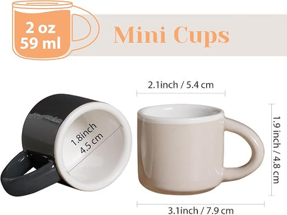 INGOFIN Ceramic Espresso Cups Set of 4, 2 oz Mini Espresso Mugs - Image 2
