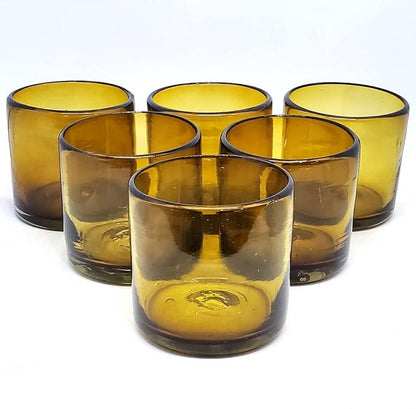 Solid Amber 12 oz Large DOF Glasses, Recycled Glass, Toxin-Free by MexHandcraft