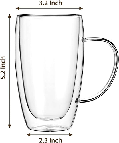 2-Pack 15 Oz Double Walled Glass Coffee Mugs - Image 2