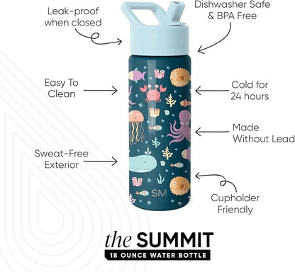 Simple Modern Kids Water Bottle & Toddler Cup | 18oz | Under the Sea | - Image 2