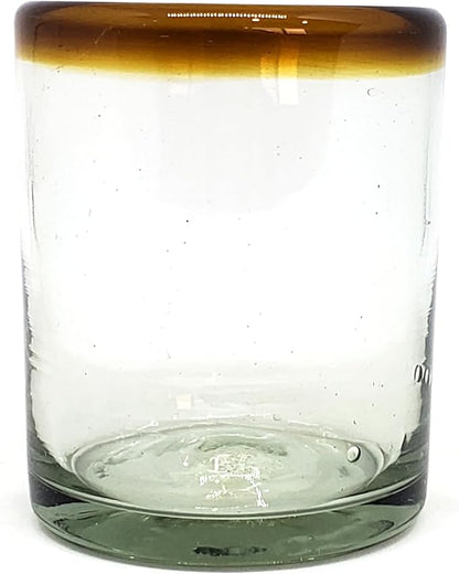 Amber Rim 10 oz Tumblers (set of 6), Recycled Glass, Lead-free, Toxin-Free (Tumbler)
