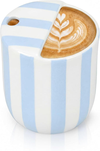 Ceramic Coffee Mug with Sip Hole 10 oz Retro Espresso Cup with Half Lid Hand by Ferrochef