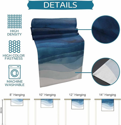 Navy Blue Ombre Table Runners 72 Inches Long, Abstract Modern Stripe Table - Image 8