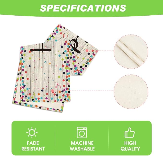 Artoid Mode Polka Dot Wood Happy Birthday Table Runner, Seasonal Kitchen Dining - Image 5