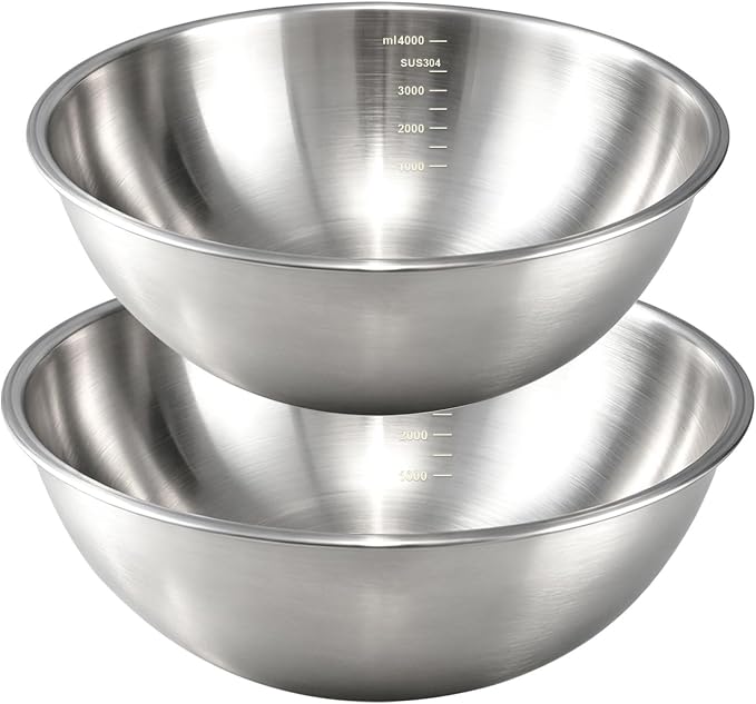 Gronivex Stainless Steel Mixing Bowls Set, 2-Piece | Food-Grade Metal, by GRONIVEXHOMEGOODS