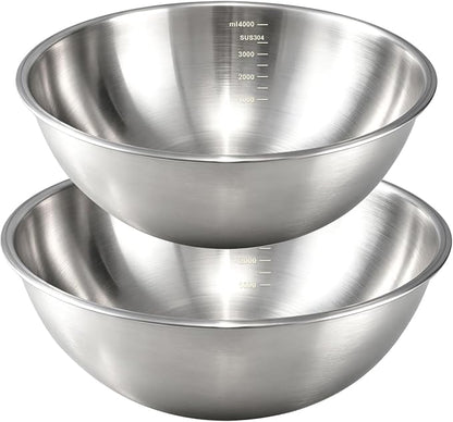 Gronivex Stainless Steel Mixing Bowls Set, 2-Piece | Food-Grade Metal, by GRONIVEXHOMEGOODS