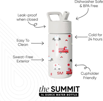Simple Modern Kids Water Bottle & Toddler Cup | 14oz | Fire Truck | Insulated - Image 2