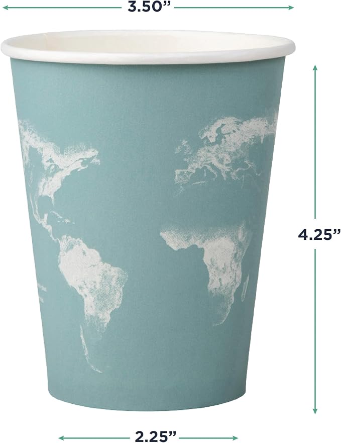 ECO PRODUCTS Compostable Disposable World Art 12oz Large Coffee Cups, Case of - Image 3