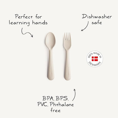 mushie Flatware Fork and Spoon Set For Kids | Made in Denmark (Soft Lilac)