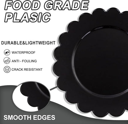 SUT 72 PCS Black Plastic Plates - 7.5 Inch Plates Disposable Heavy Duty，Plastic Plates for Party, Dessert & Celebrations