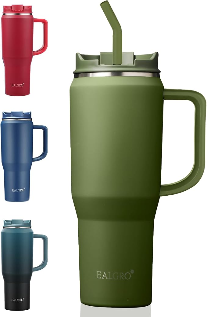 EALGRO 40 oz Tumbler with Handle, Insulated Tumblers with Lid and Straw | by EALGRO