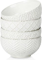 Sureasy Ceramic Cereal Bowls Set of 4-25 oz White Soup Bowls for Kitchen, Perfect for Soup, Pasta and Salad, Microwave & Dishwasher Safe