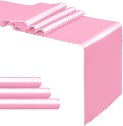 4-Pack Pink Satin Table Runner 12 x 108 Inch Long Bright and Smooth Silk Fabric - Image 7
