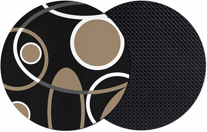 Black Brown Coasters Set of 2, Non-Slip Cup Coaster Mat by PIEPLE