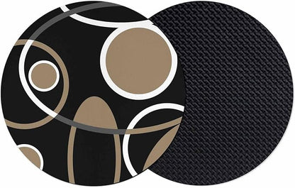 Black Brown Coasters Set of 2, Non-Slip Cup Coaster Mat by PIEPLE