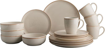 Corona Dinnerware Set 16-pieces Earthenware | Beige Caoba | Hand-Painted | Set by VajillasCorona