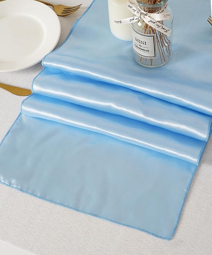 Baby Blue Table Runners 16 Pack 12x108 inch Silk Satin Smooth Fabric | Satin - Image 6