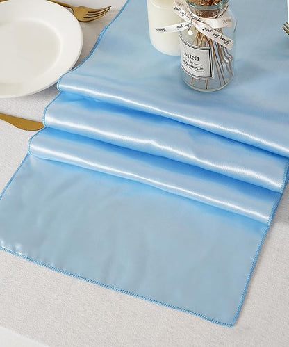 Baby Blue Table Runners 20 Pack 12x108 inch Silk Satin Smooth Fabric | Satin - Image 5