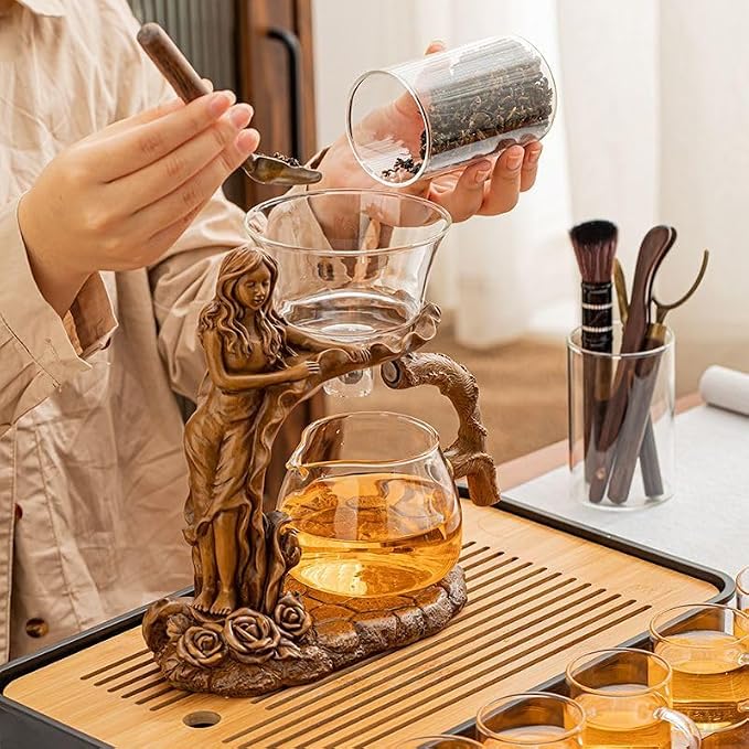 Zurucily Glass Teapot Set with Infuser Semi Automatic Tea Set Magic Teapot - Image 3