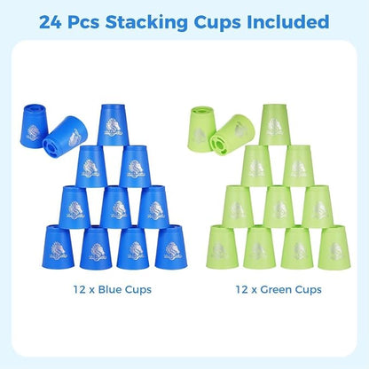 yeesport 24 Sport Stacking Cups Blue/Green Training Game - Image 6