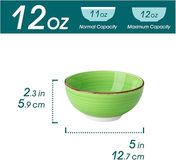 vancasso Bonita 12 Oz Small Bowls Set of 6, Ceramic Mini Dessert & Dipping - Image 2