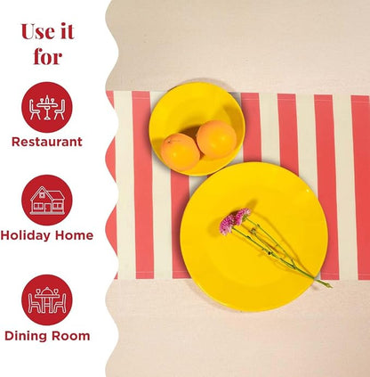 Folkulture Fall Table Runner 72 Inches Long| Red & White Horizontal Striped | - Image 5
