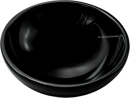 Black Obsidian Crystal Bowl - 3 Inch Decorative Bowls for Room and Home Decor - Gemstone Healing Crystals for Elegant Display, Positive Energy Balance and Gift