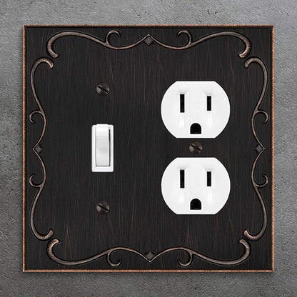 French Cabriole Decorative Wall Plate Switch Plate Outlet Cover (Toggle/Duplex, Aged Bronze)