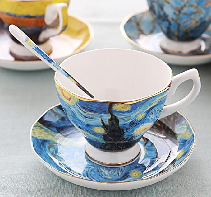 Bone China Cup &Saucer Set, 7oz- Van Gogh's Paintings - Image 3
