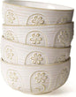 Artena Soup Bowls 32 OZ, Cereal Bowls Set of 4, White Embossment Ceramic Ramen Bowl for Salad, Dinner, Pho, Noodle, Pasta, Snacks, Dishwasher Microwave Safe, 6.3 Inch, Pinwheel Flower