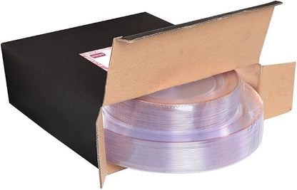 I00000 50 Pcs Rose Gold Plastic Plates, Disposable Party Set Include: 50 Clear - Image 7
