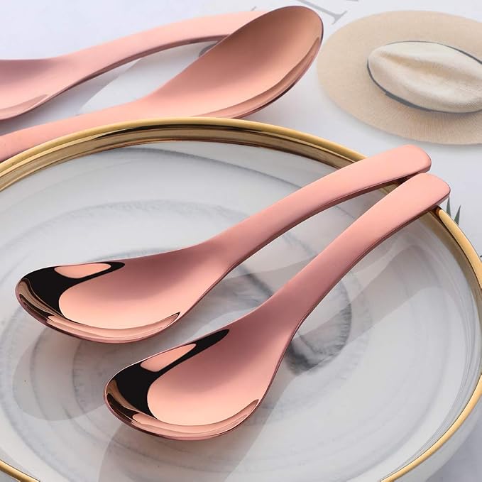 Thick Heavy Duty Soup Spoons, Stainless Steel Polished Asian Rice Table Spoon - Image 4